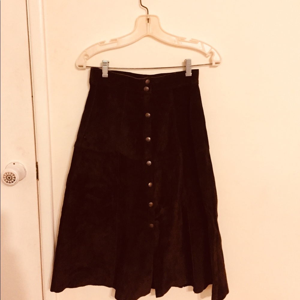 Vintage Brown Suede Skirt.